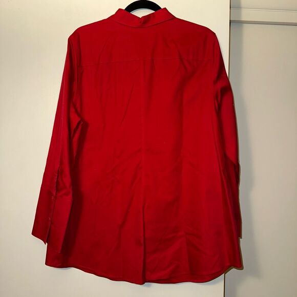 Chicos XL (3) Button Down Collared No Iron Red Long Sleeve Womens Shirt EUC - Picture 7 of 11